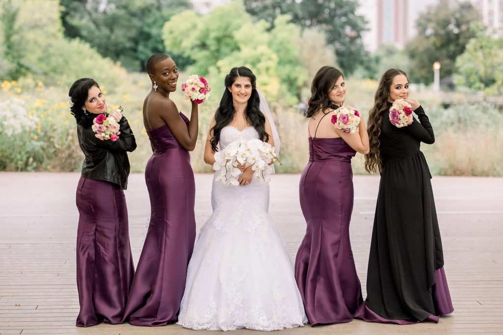 bridesmaids lined up